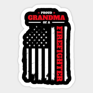 Proud Grandma of a Firefighter Distressed Flag Sticker